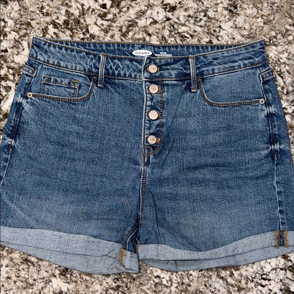 Old Navy Medium Blue Denim Cuffed Button-Front Shorts